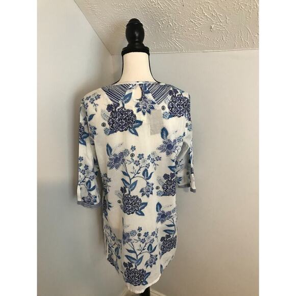 Anthropologie Mermaid Sea Holly Floral Tunic Top - Size Medium - New with Tag - Picture 2 of 11